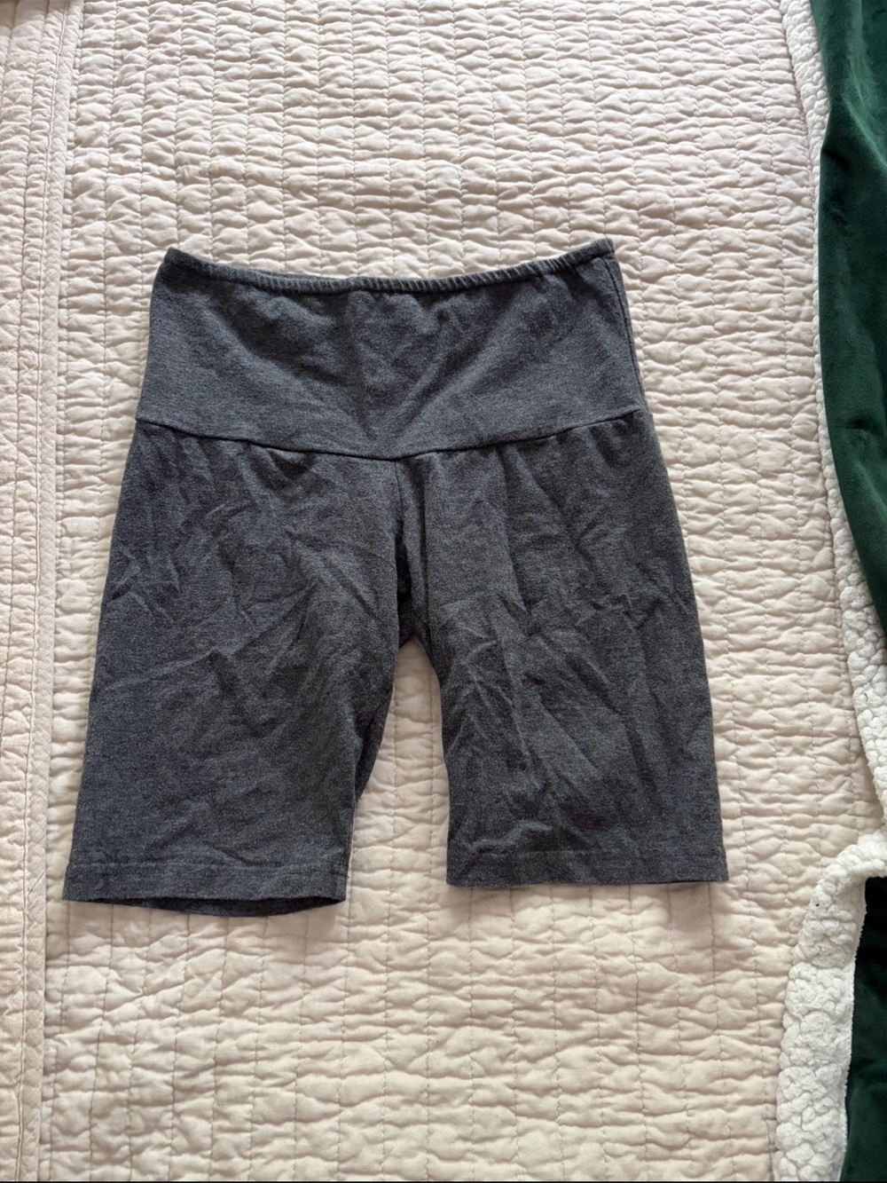 Grey Biker Shorts High Waist Athletic Athleisure Workout Gym Running Active Comf